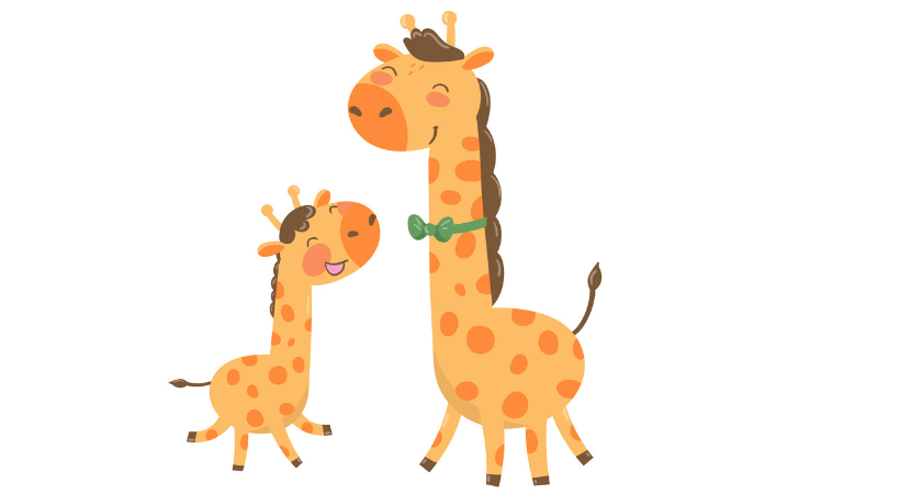The giraffe and her calf
